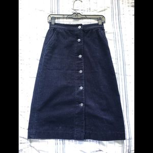 Women Corduroy High-Waist Front Button Skirt XS